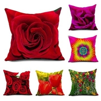 45x45cm 3D Red Roses Cotton Linen Velvet Pillow Case Cushion Cover Home Car Decor