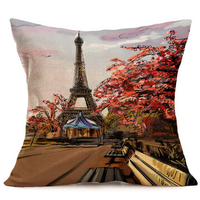 45x45cm Eiffel Tower Cotton Linen Pillow Case Waist Cushion Cover Bags Home Car Decor