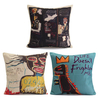 45x45cm Linen Pillow Case Pop Art Graffiti Painting Dinosaur Cushion Cover