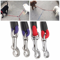 48cm Dog Nylon Leading Leashes With 2 Buckles Pet Coupler Twin Leads Supplies