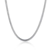 4mm Snake Necklace Silver Simple Chain Men Women Necklace