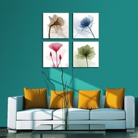 4Pcs 30*30CM Framed Modern Flower Pattern Canvas Print Painting Picture Wall Art