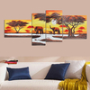 4Pcs African Forest Elephants Canvas Landscape Oil Painting Unframed Home Decoration