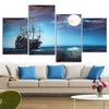 4Pcs Blue Sea Boat Canvas Painting Unframed Wall Art Bedroom Living Room Home Decor