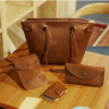 4PCS PU Leather Stylish Handbag Phone Bag Wallet Card Holder
