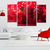 4Pcs Red Heart Love Floral Flower Rose Pattern Canvas Wall Art Picture 4 Panel Gift Wall Hanging