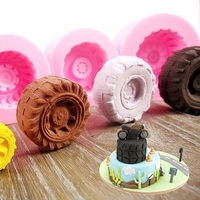 4pcs Tires Wheel Cartoon Fondant Cake Molds DIY Bow Chocolate Mold Kitchen Baking Decoration Tools