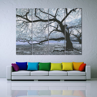 4PCS Unframed Big Tree Landscape Modern Abstract Wall Decor Art Oil Painting Canvas
