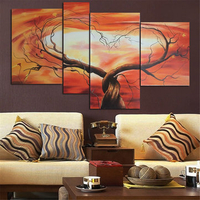 4PCS Unframed Huge Modern Abstract Art Love Tree Oil Painting Canvas