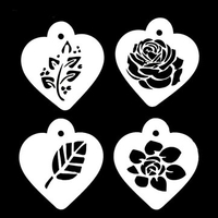 4PCS White Plastic Cake Stencil Airbrush Painting Art Mold DIY Mousse Cake Fondant Brim