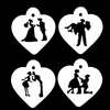 4Pcs/Set Bride and Groom White Plastic Cake Stencil Airbrush Painting Art Mold