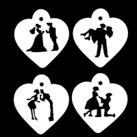 4Pcs/Set Bride and Groom White Plastic Cake Stencil Airbrush Painting Art Mold