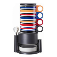 4pcs/set Rainbow Sets Cups Creative Coffee Cups Home Cups Plastic Cups with Lips and Spoons