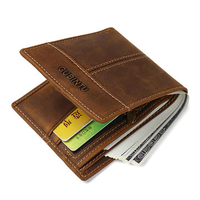 5 Card Slots Genuine Leather Wallet Vintage Business Coin Bag Card Holder For Men