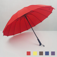 5 Color Auto Open Golf Umbrella Strong Windproof Outdoor Stick Umbrellas Rainy Parasol With 16 Ribs