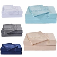 5 Colors 4pcs Embroidered Bedding Suit Coverlet Bedspread Fitted Sheet Queen King Size