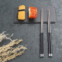 5 Pairs 304 Stainless Steel Sliver Chopsticks Reusable Non-Slip Tableware Set Flatware