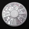 5 Sizes White Multicolor Acrylic Rhinestone Nail Decoration Round Wheel