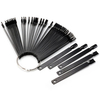 50Pcs Black False Nail Polish Display Tip Stick Ring Fan Board Manicure Practice Tool
