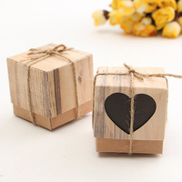 50Pcs Black Heart Rustic Kraft Candy Box Burlap Jute Chic Wedding Favor Party Gift Supplies