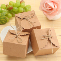 50Pcs Rustic Kraft Paper Candy Box Burlap Jute Chic Wedding Favor Party Birthday Gift Packing Suppli