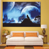 50x70cm Wolf Canvas Print Wall Art Premium Howling Wolf In Moonlight Blue Home Office Deco Painting