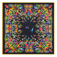 51"*51" Women Black Birds Printed Twill Silk Square Scarf Euro Style Big Shawl