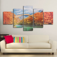 5PCS Autumn Unframed Landscape Huge Modern Abstract Canvas Wall Art Oil Print Painting