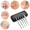 5Pcs Blackhead Acne Blemish Pimple Remover Extractor Stainless Steel Tool Kit With Mirror