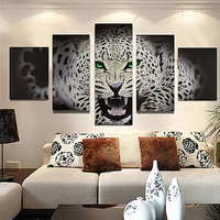 5PCS Canvas Painting Cheetah Modern Abstract Picture Wall Decoration