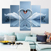 5Pcs Canvas Painting Frameless Swans Wall Art Picture Print Living Room Home Decor