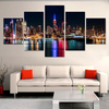 5PCS City Night View Unframed Oil Painting Modern Landscape Canvas Wall Art Living Room Home Decor