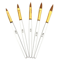 5Pcs Clear Crystal Rods Carved Pens Set Light Therapy Nail Brush Pull Hook Line Stained Tool