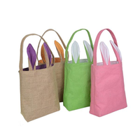 5Pcs Coton Jute Burlap Bags Easter Bunny Ears Bag Storage Package Gifts Bag Festival Decoration