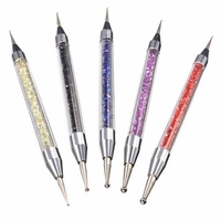 5Pcs Double-end Design Metal Nail Art DIY Painting Dotting Crytal Pen Set Kit Manicure Tools