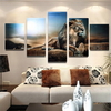 5PCS Frameless Canvas Sitting Lion Wall Art Print Painting Home Decor