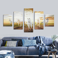 5Pcs Modern Canvas Painting Running Horses Unframed Wall Art Bedroom Living Room Home Decor