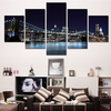 5PCS Night Modern City Bridge Unframed Oil Painting Canvas Wall Art Living Room Home Decor