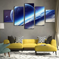 5Pcs Night Sky Interstellar Space Globe Canvas Wall Painting Picture Home Decoration Frameless