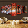 5Pcs Unframed Autumn Red Tree Abstract Canvas Wall Painting Picture Home Decor
