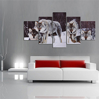 5Pcs Wolf Canvas Painting Frameless Wall Art Modern Picture Print Living Room Home Decor