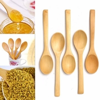 5Pcs Wooden Spoon Teaspoon Set For Kitchen Cooking Coffee Tea Condiment Utensil