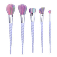 5Pcs/Kit Rainbow Color Hair Makeup Brushes Foundation Blush Powder Brush Spiral Handle Facial Cosme