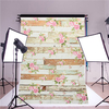 5x7FT Chic Pink Flowers Wooden Plank Wall Photo Studio Background Backdrop Vinyl