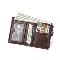 6 Card Holders Vintage Vertical Genuine Leather Coin Bag Wallet For Men