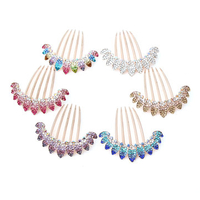 6 Colors Colorful Wedding Bride Shiny Rhinestone Leaf Crown Hair Combs