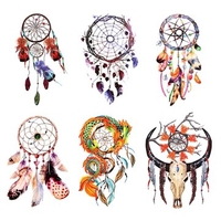 6 Patterns 3D Body Art Dreamcatcher Feather Decal Temporary Tattoo Chinese Ink Painting Body Art