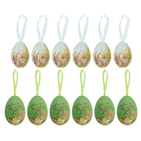 6 Pcs Assorted Colors Easter Painted Eggshells Decoration Handmade Paint Hanging Eggs
