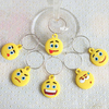 6 Pieces Set Emoji Wine Glass Pendant PVC Smile Sad Face Wine Pendant Wine Glass Ring