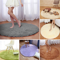 60cm Soft Plush Non Slip Round Mat Pure Colour Home Floor Carpet Bedroom Shaggy Rug